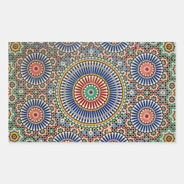 Morocco arab mosaic islac religiöses Muster Rechteckiger Aufkleber (Vorderseite)