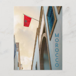 Morocco Architecture with Flag, travel photo Postkarte
