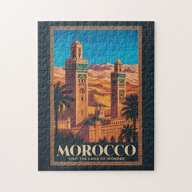  Morocco Desert Illustration Travel Art Vintage (Vertikal)