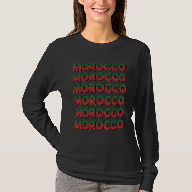 Morocco Moroccan Flag Motif Stacked Text T-Shirt (Vorderseite)
