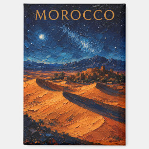 Morocco: Mystic Night Sahara Desert Art Souvenir Magnet
