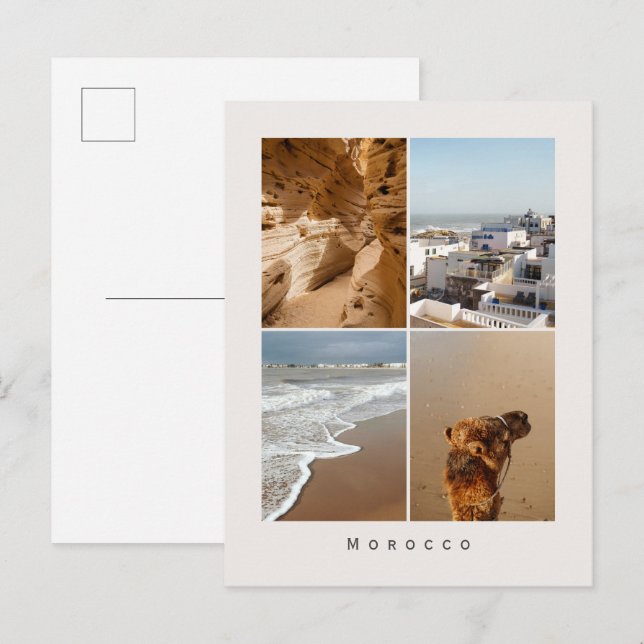 Morocco Travel Photo Collage (Sandy coasts) Postkarte (Vorne/Hinten)