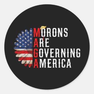 Moronen regieren Amerika lustig Trump 2024 Runder Aufkleber