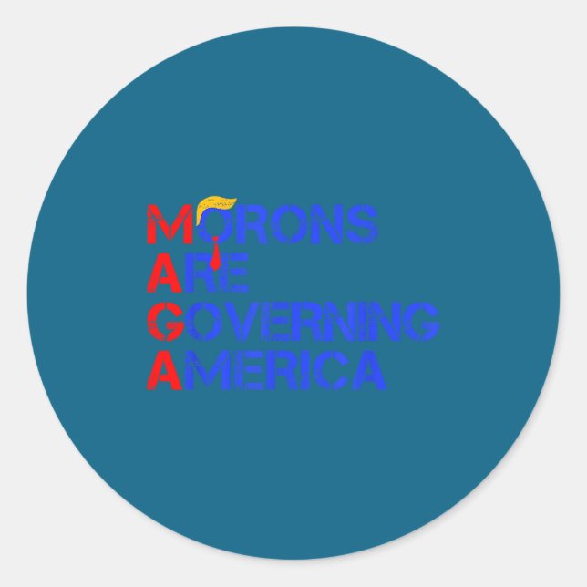 Morons Are Governing America Funny Trump 2024  Runder Aufkleber (Vorderseite)