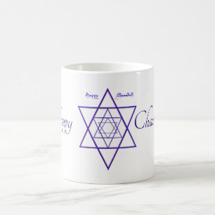 Morphing Happy Chanukah Tasse in Blau und Weiß