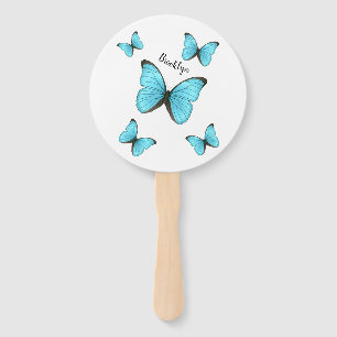 Morpho butterflies cartoon illustration fächer