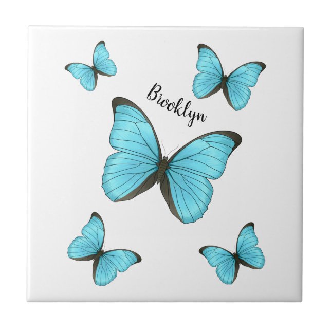 Morpho butterflies cartoon illustration fliese (Vorderseite)