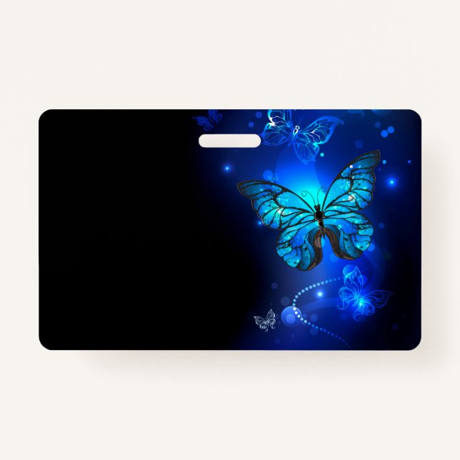 Morpho Butterfly im dunklen Hintergrund Ausweis (Vorderseite)