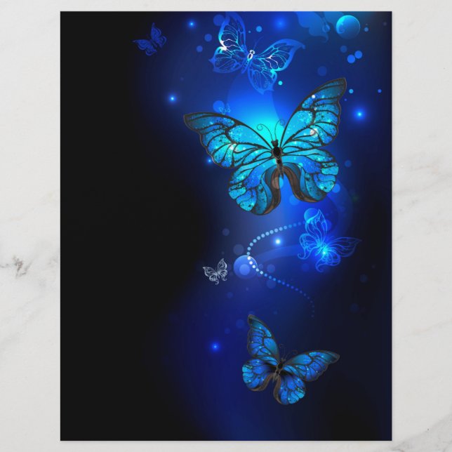Morpho Butterfly im dunklen Hintergrund Briefbogen (Vorderseite)