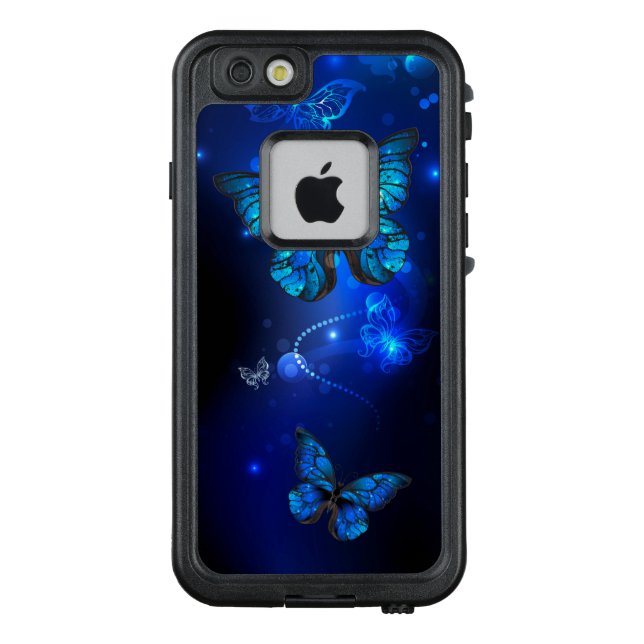 Morpho Butterfly im dunklen Hintergrund LifeProof iPhone Hülle (Rückseite)