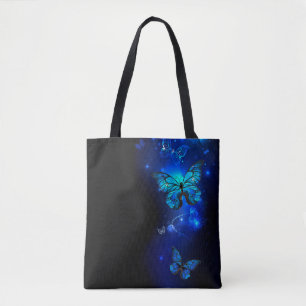 Morpho Butterfly im dunklen Hintergrund Tasche