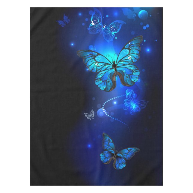 Morpho Butterfly im dunklen Hintergrund Tischdecke (Vorderseite)