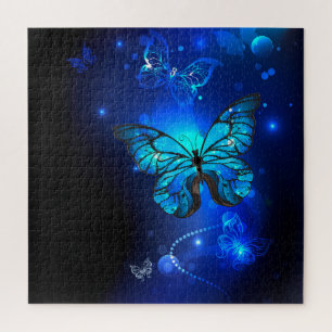 Morpho Butterfly in the Dark Background