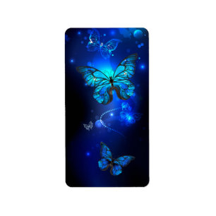 Morpho Butterfly in the Dark Background Adressaufkleber