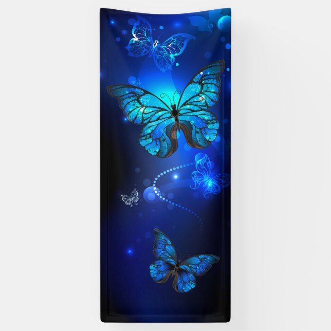 Morpho Butterfly in the Dark Background Banner (Vertikal)