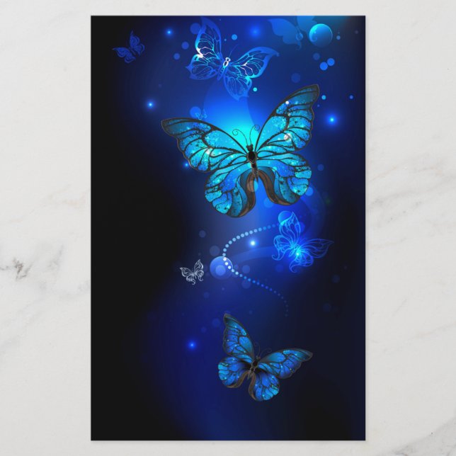 Morpho Butterfly in the Dark Background Briefpapier (Vorderseite)