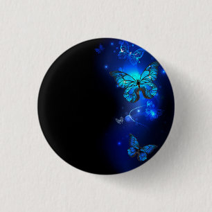 Morpho Butterfly in the Dark Background Button