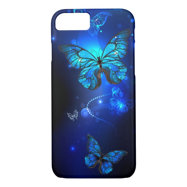 Morpho Butterfly in the Dark Background Case-Mate iPhone Hülle (Rückseite)