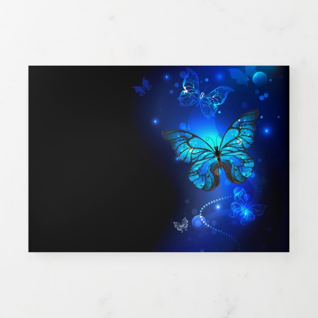 Morpho Butterfly in the Dark Background Dreifach Gefaltete Karte (Cover)