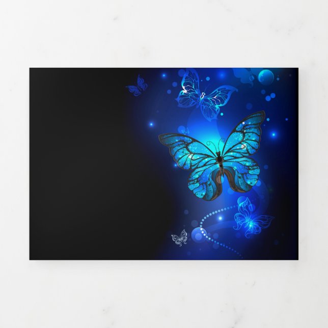 Morpho Butterfly in the Dark Background Dreifach-gefaltete Programmkarte (Cover)