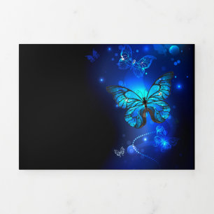Morpho Butterfly in the Dark Background Dreifach Gefaltete Urlaubskarte