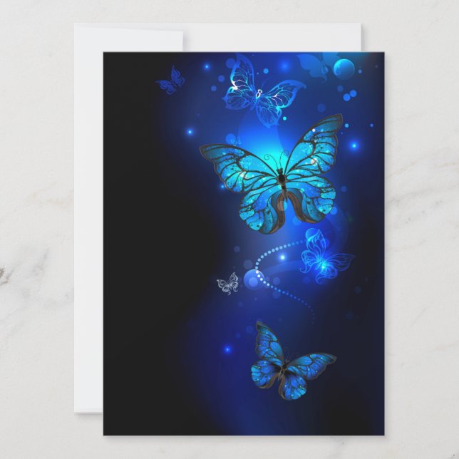 Morpho Butterfly in the Dark Background Einladung (Vorderseite)