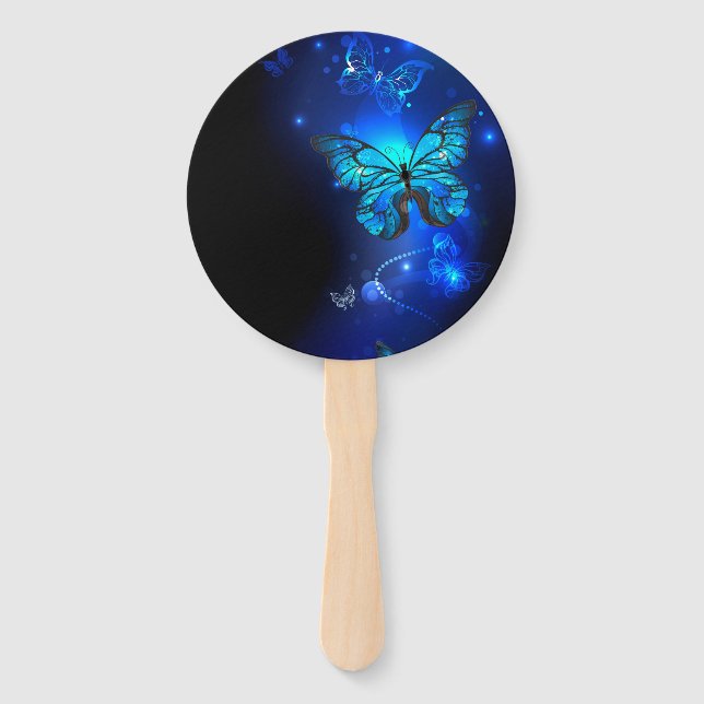 Morpho Butterfly in the Dark Background Fächer (Vorderseite)