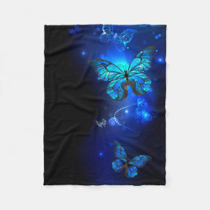 Morpho Butterfly in the Dark Background Fleecedecke