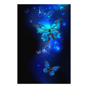 Morpho Butterfly in the Dark Background Fotodruck
