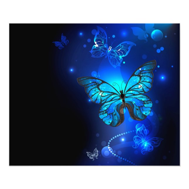 Morpho Butterfly in the Dark Background Fotodruck (Vorne)