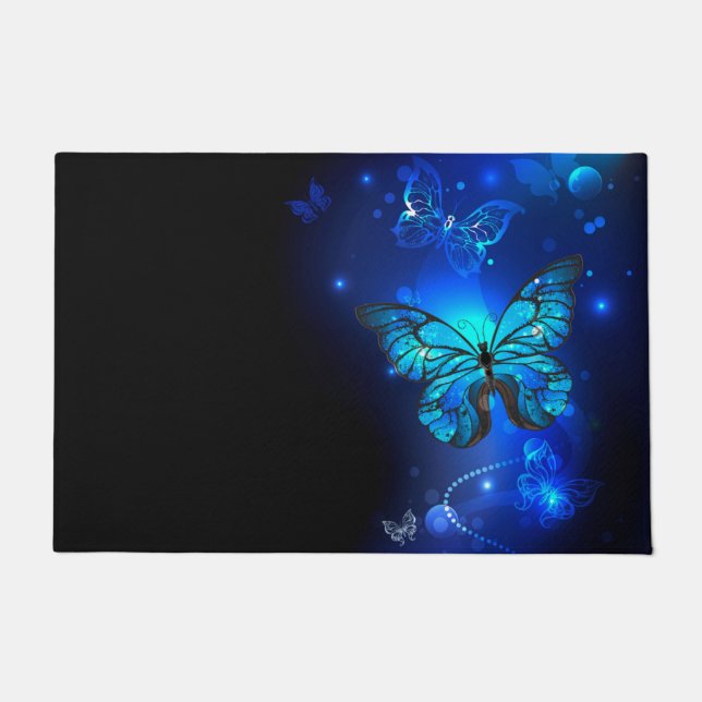 Morpho Butterfly in the Dark Background Fußmatte (Vorderseite)