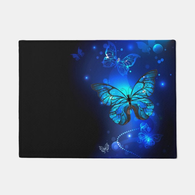 Morpho Butterfly in the Dark Background Fußmatte (Vorderseite)