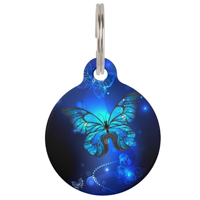 Morpho Butterfly in the Dark Background Haustiermarke (Vorderseite)