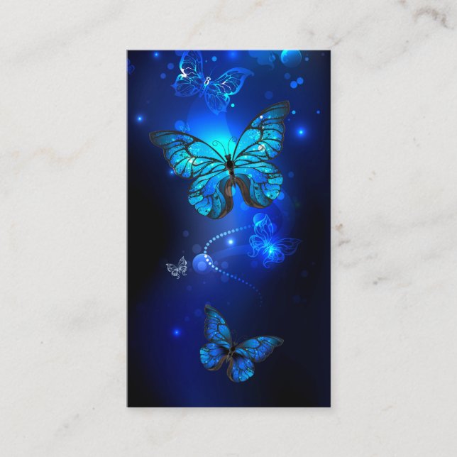 Morpho Butterfly in the Dark Background Hinweiskarte (Vorderseite)