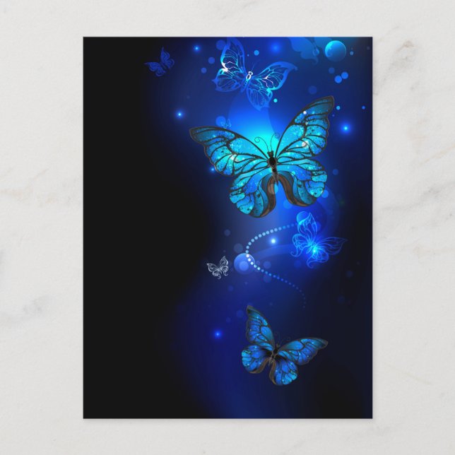 Morpho Butterfly in the Dark Background Hinweiskarte (Vorderseite)