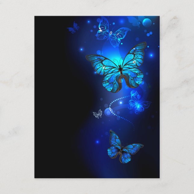 Morpho Butterfly in the Dark Background Hinweiskarte (Vorderseite)