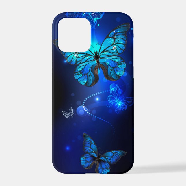 Morpho Butterfly in the Dark Background iPhone 12 Pro Hülle (Rückseite)