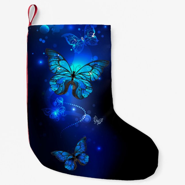 Morpho Butterfly in the Dark Background Kleiner Weihnachtsstrumpf (Vorderseite)