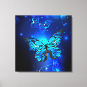 Morpho Butterfly in the Dark Background Leinwanddruck