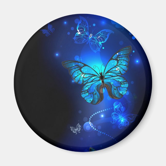 Morpho Butterfly in the Dark Background Magnet (Vorne)