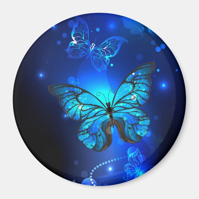 Morpho Butterfly in the Dark Background Magnet (Vorne)