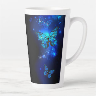 Morpho Butterfly in the Dark Background Milchtasse