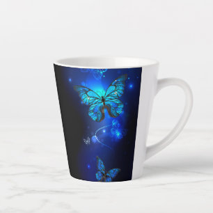 Morpho Butterfly in the Dark Background Milchtasse