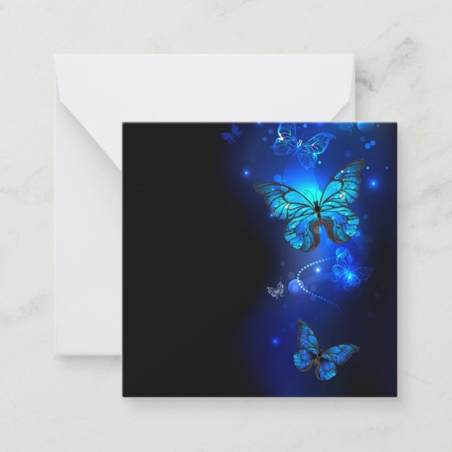 Morpho Butterfly in the Dark Background Mitteilungskarte (Vorderseite)