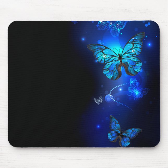 Morpho Butterfly in the Dark Background Mousepad (Vorne)