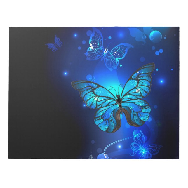 Morpho Butterfly in the Dark Background Notizblock (Vorderseite)