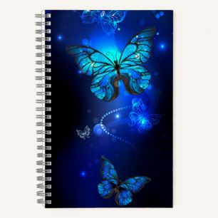 Morpho Butterfly in the Dark Background Notizbuch