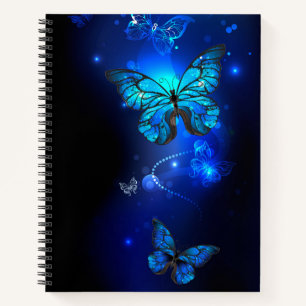Morpho Butterfly in the Dark Background Notizbuch