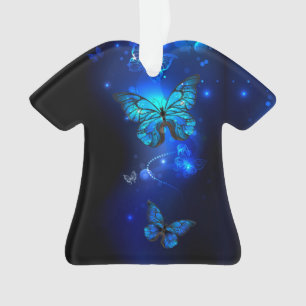 Morpho Butterfly in the Dark Background Ornament
