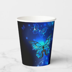 Morpho Butterfly in the Dark Background Pappbecher